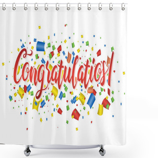 Personality  Congratulations Typography Handwritten Lettering Greeting Card Banner Shower Curtains