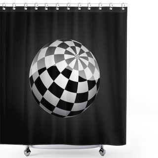 Personality  Black And White Checkered Sphere. Vector Illustration. Shower Curtains