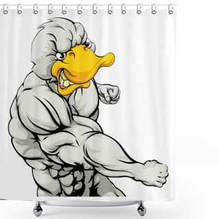 Personality  Punching Duck Mascot Shower Curtains