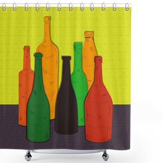 Personality  Colorful Bottles Vector Illustration Shower Curtains