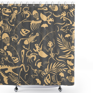 Personality  Fossils Seamless Pattern Shower Curtains