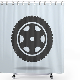 Personality  Car Wheel Icon. Car Tire, Rim.  Shower Curtains