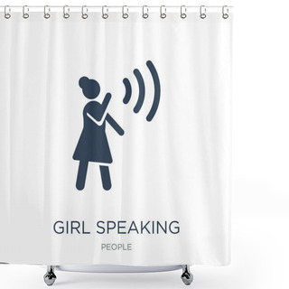 Personality  Girl Speaking Icon Vector On White Background, Girl Speaking Trendy Filled Icons From People Collection Shower Curtains