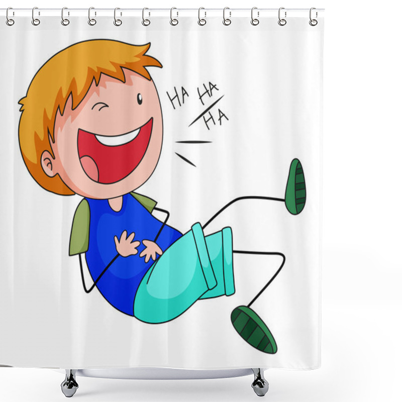 Personality  Boy laughing shower curtains