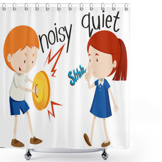 Personality  Opposite Adjectives Noisy And Quiet Shower Curtains
