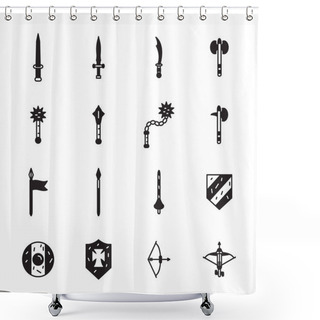 Personality  Medieval Weapons Icon Set. Vector. Shower Curtains