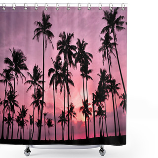 Personality  Silhouetted Of Coconut Shower Curtains