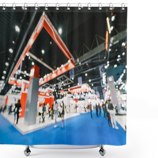 Personality  Blur, Defocused Background Of Public Exhibition Hall. Business Tradeshow, Job Fair, Or Stock Market. Organization Or Company Event, Commercial Trading, Or Shopping Mall Marketing Advertisement Concept Shower Curtains