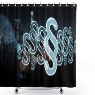 Personality  Businessman Touching Law Protection Right Symbol Shower Curtains