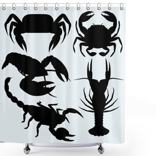 Personality  Set Crustaceans. Vector Shower Curtains