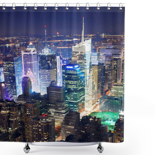 Personality  Times Square Aerial View At Night Shower Curtains