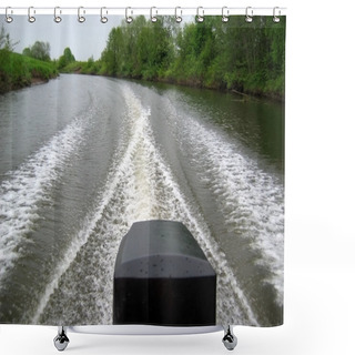 Personality  Trace On Water From Motor Boats Shower Curtains