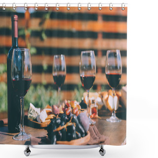 Personality  Red Wine And Various Snacks Shower Curtains