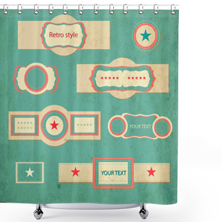 Personality  Vector Set Of Vintage Frames On Green Background Shower Curtains