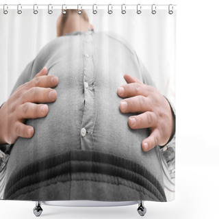 Personality  Fat Man On White  Shower Curtains