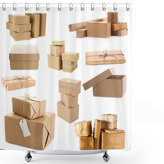Personality  Cardboard Boxes Isolated On White Shower Curtains