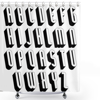 Personality  Black And White 3d Font. Shower Curtains