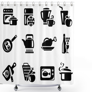 Personality  Kitchen And Cooking Icons Shower Curtains