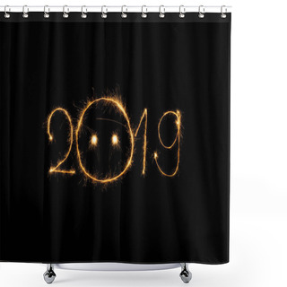 Personality  2019 Light Sing On Black Background Shower Curtains