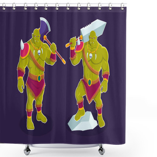 Personality  Troll Orc Cartoon Character Vector Illustration Shower Curtains