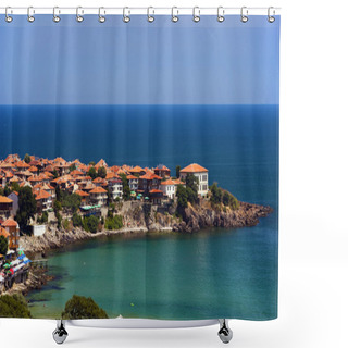Personality  Village On A Sea Coast Shower Curtains