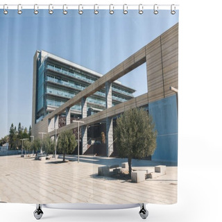 Personality  View Of Building With Arc Under Clear Sky, Spain Shower Curtains