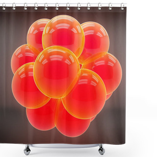 Personality  Red 3d Sphere Abstraction Shower Curtains