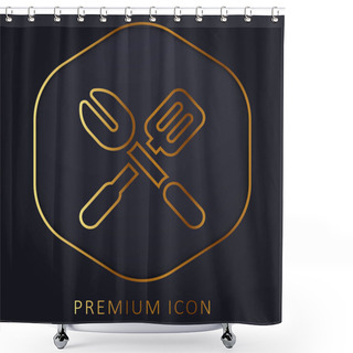 Personality  Barbecue Golden Line Premium Logo Or Icon Shower Curtains