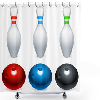Personality  Bowling Balls And Pins. Shower Curtains