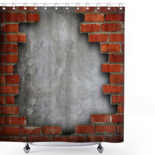 Personality  Roughened Wall Surrounded With Bricks Shower Curtains