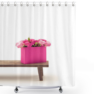 Personality  Roses In Paper Box On Bench Shower Curtains
