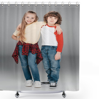Personality  Two Little Friends Embracing Shower Curtains