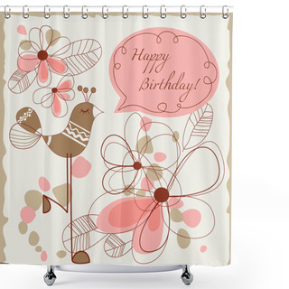 Personality  Happy Birthday Card For Children Shower Curtains