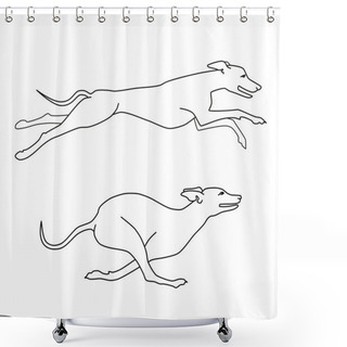 Personality  Running Dogs Whippet Breed, Two Poses Shower Curtains