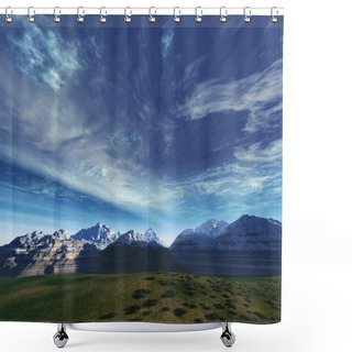 Personality  Storm Sky Above Snow Tops Of Mountains Shower Curtains