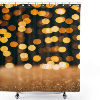 Personality  Golden Sparkling Sequins With Bokeh On Background, Christmas Concept Shower Curtains