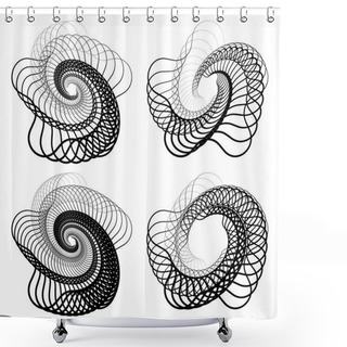 Personality  Spiral Lines Abstract Elements Set Shower Curtains