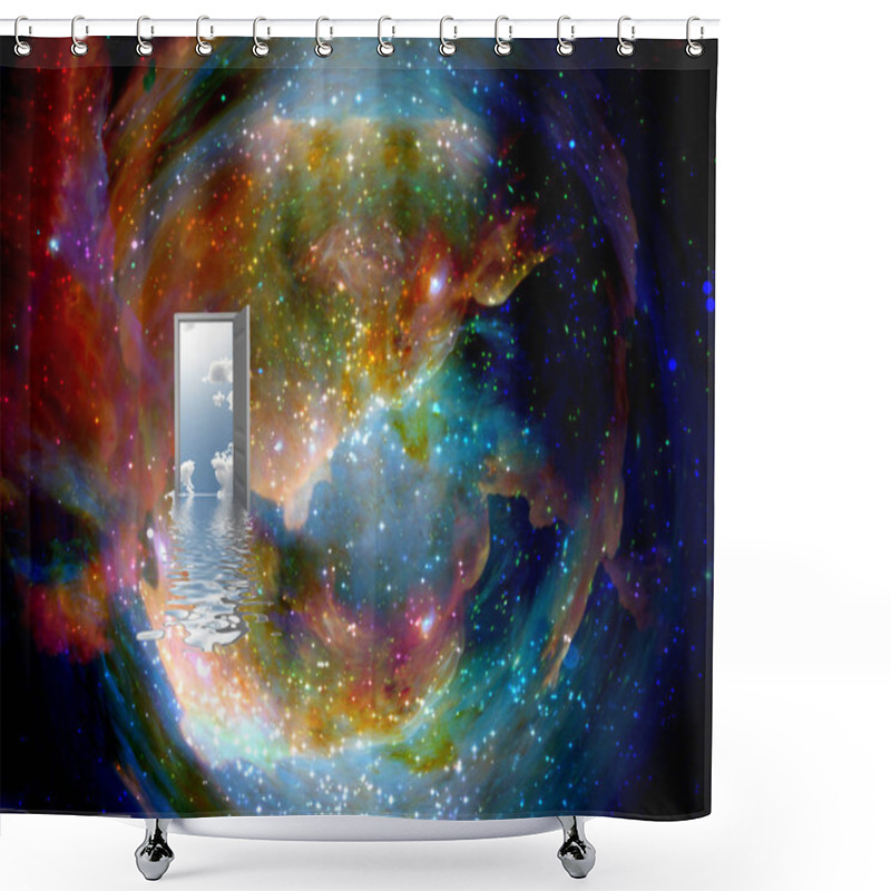 Personality  Open Door To Another World In Colorful Universe Shower Curtains