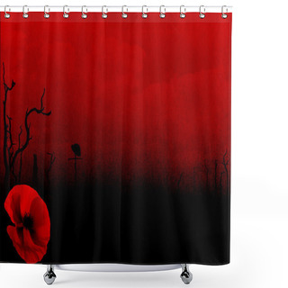 Personality  WW1 First World War Abstract Background With Poppy Shower Curtains
