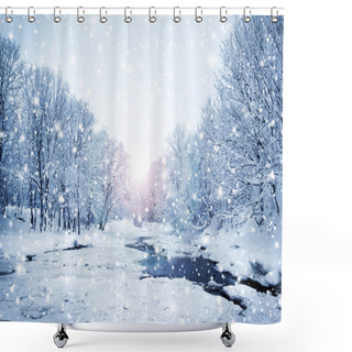 Personality  Winter Nature Landscape Shower Curtains