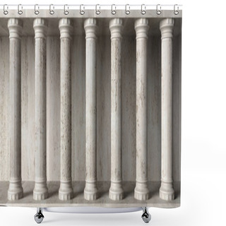 Personality  Classical Building Facade, Stone Marble Columns. 3d Illustration Shower Curtains