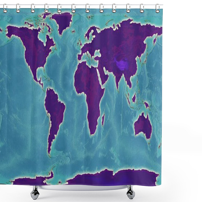 Personality  World Map Illustration Shower Curtains