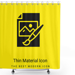 Personality  Artwork Minimal Bright Yellow Material Icon Shower Curtains