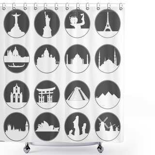 Personality  Gray Button Famous Places Shower Curtains
