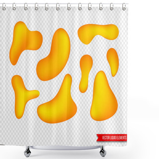 Personality  Set Of Liquid Elements For Posters, Cards, Presentations, Flyers And Covers Design. Gradient Shapes In Bright Orange Color. Isolated On Transparent Background, Vector Illustration. Shower Curtains