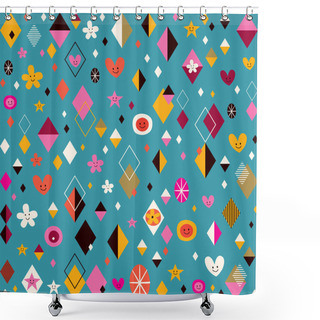 Personality  Hearts, Stars, Flowers And Diamond Pattern Shower Curtains