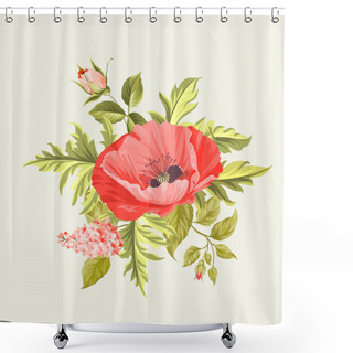 Personality  Background With Poppies. Shower Curtains