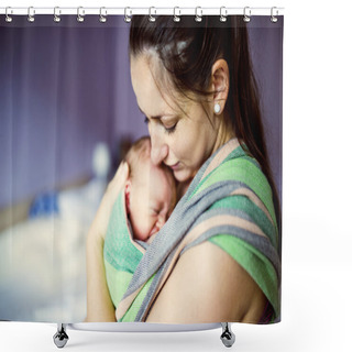 Personality  Newborn Baby Hold By Mother Shower Curtains