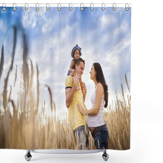 Personality  Pregnant Family With Daughter In  Field Shower Curtains