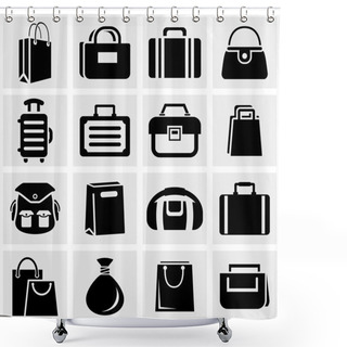 Personality  Shopping Bag Vector Icons Set On Gray. Shower Curtains